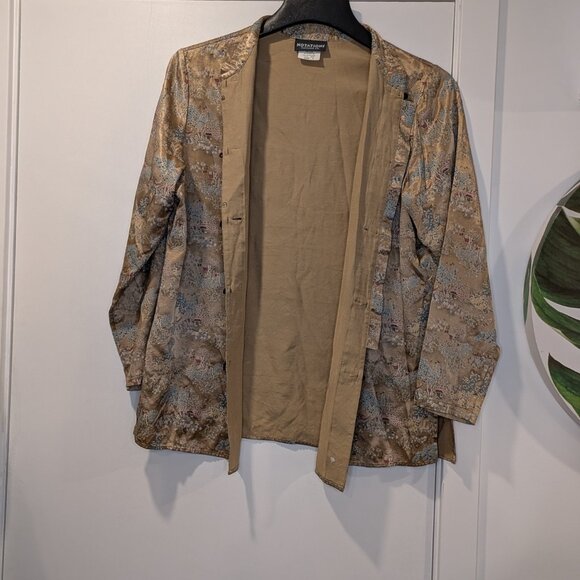 Vintage Asian Blazer Jacket Gold - Women sz M - Picture 2 of 8